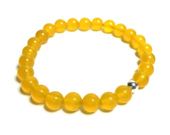 8mm Yellow Agate Bracelet. High Quality Genuine Grade A Healing Crystal Jewellery. Yellow Bracelet. Gemini Birthstone.  Mindfulness Gift.
