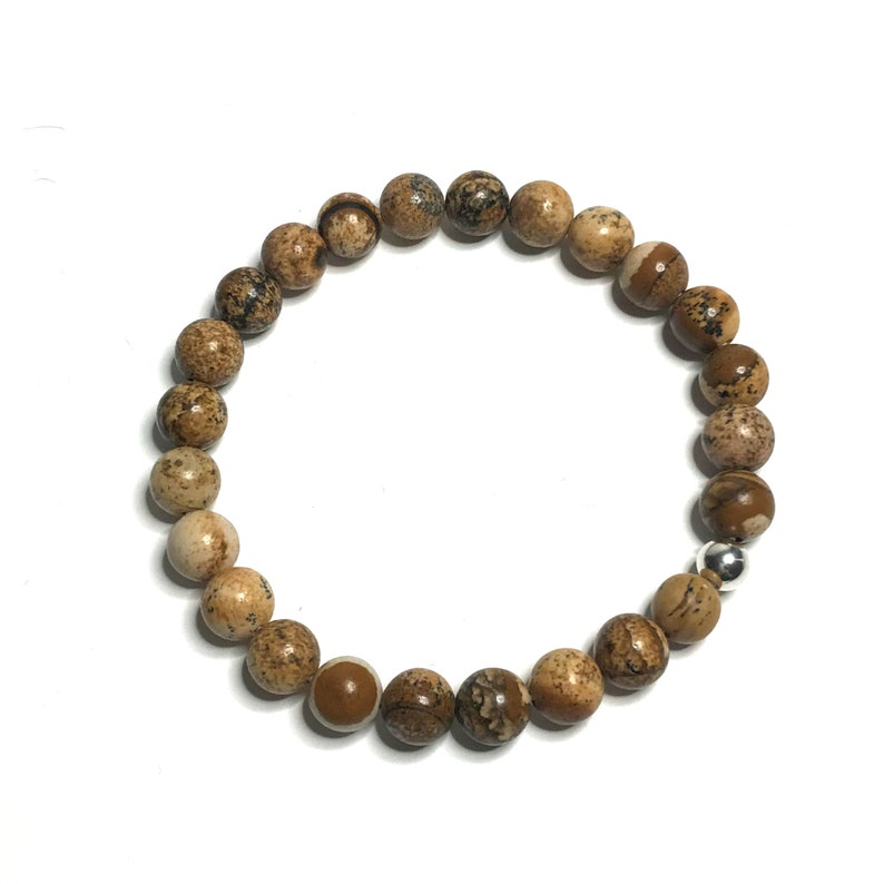 8mm Picture Jasper Bracelet. High Quality Handmade Genuine Grade A Healing Crystal Jewellery. Virgo, Scorpio and Leo Birthstone Gift. image 6