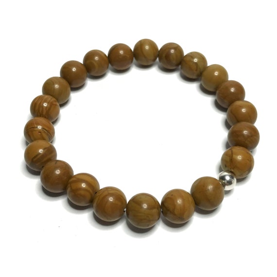 10mm Wood Grain Jasper Bracelet. High Quality Genuine Grade A