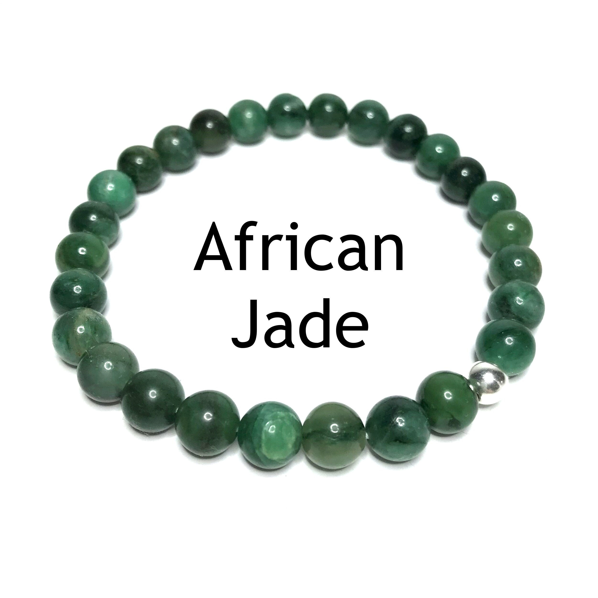 8mm African Jade Bracelet. High Quality Genuine Crystal Beaded