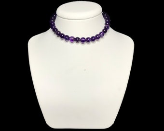 Amethyst Choker Necklace. High Quality Genuine Beaded Healing Crystal Necklace. Gothic Choker. Dainty Gemstone Jewelry. Amethyst Necklace.