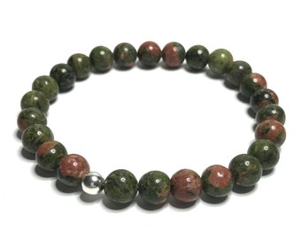 8mm Unakite Bracelet. High Quality Genuine Gemstone Bracelet. Scorpio Birthstone. Grade A Healing Crystal Jewellery. Mindfulness Gift.