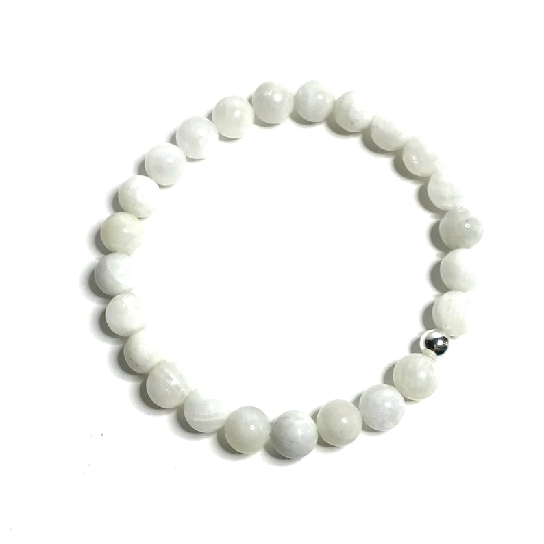 Mindfulness Gift. White Bracelet Cancer Birthstone High Quality Handmade Genuine Grade A Healing Crystals 8mm Rainbow Moonstone Bracelet