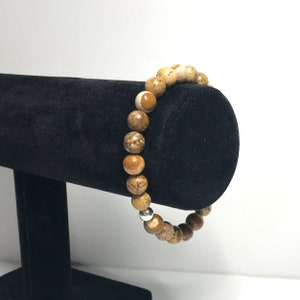 8mm Picture Jasper Bracelet. High Quality Handmade Genuine Grade A Healing Crystal Jewellery. Virgo, Scorpio and Leo Birthstone Gift. image 3