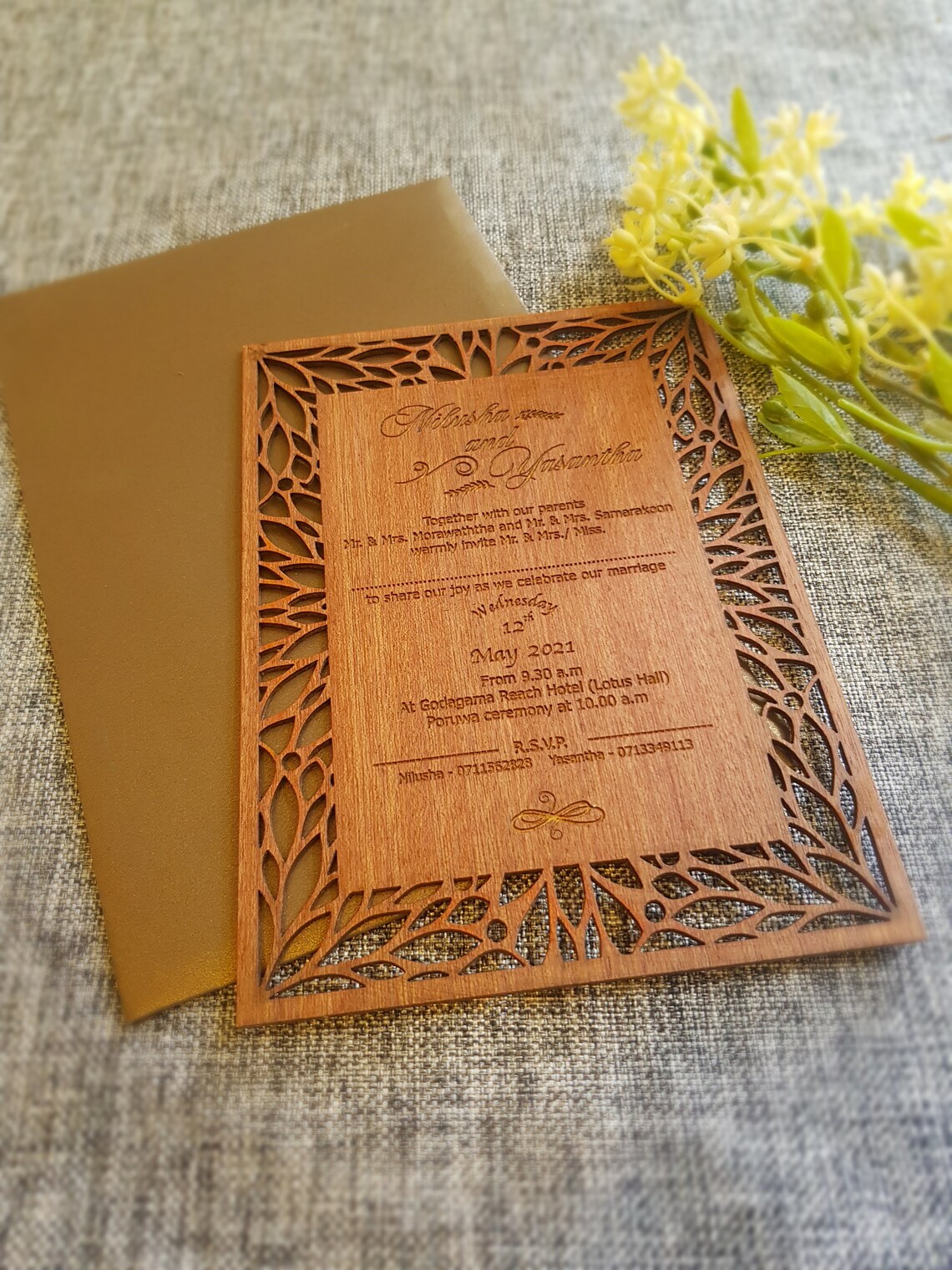 Wedding Invitation wooden Laser engraved carved Personalized Etsy