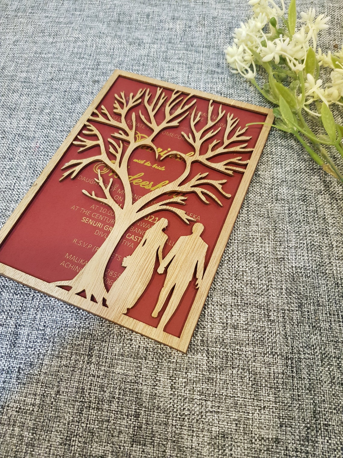 Wedding Invitation Laser Cut Personalized Wooden Wedding - Etsy