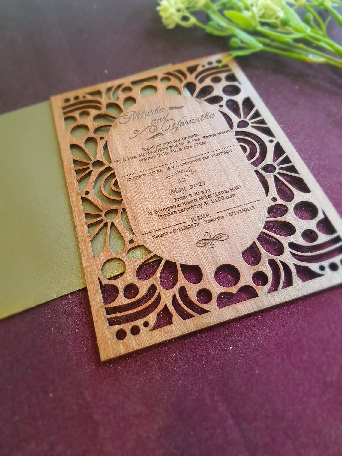 Wedding Invitation wooden Laser engraved carved Personalized Etsy