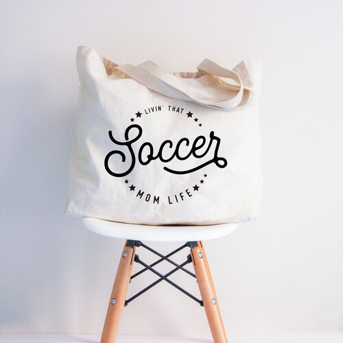 Soccer Mom Monogram Canvas Tote Shoulder Bag Personalize Game Etsy