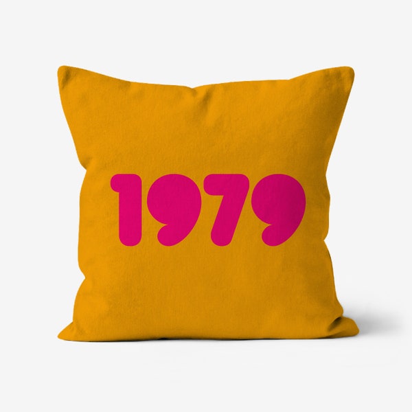 Personalised Year Canvas Throw Pillow - Fun Decorative Accent Cushion featuring the special year of your choice - birthday anniversary gift