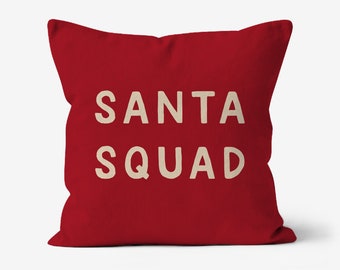 Festive Santa Squad Cushion, Durable Canvas Material, Perfect for Christmas Home Decor, Great Holiday Gift