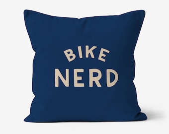 Bike Nerd Canvas Throw Pillow - Fun Decorative Cushion for Home, Bike Shed, Man Cave or Cycling Enthusiast - Perfect Cyclist Gift