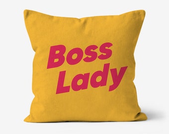 Boss Lady Canvas Throw Cushion, Awesome present for Mothers Day, unique bold and graphical gift