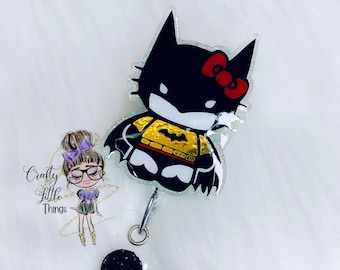 Kitty Superhero Badge Reel- Badge Reels for Her- Cat Badge Reel- Kitty Badge Holders