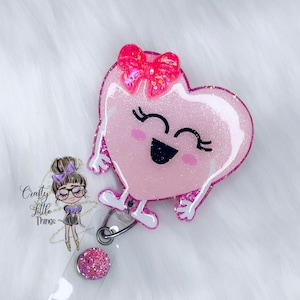 Cute Heart Girl Badge Reel- Love Badge Reels- Valentines Day Badge Reels- Heart Badge Reels