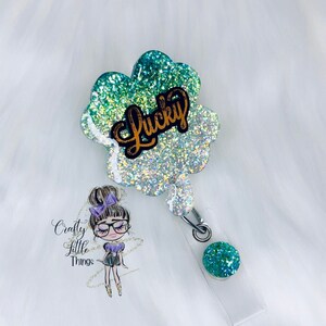 Four Leaf Clover Badge Reel- Lucky Badge Reels- Holiday Badge Reel- Ombré Badge Reels- St. Patrick’s Day Badge Reels