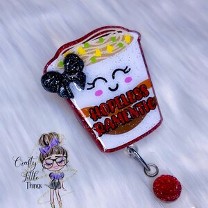 Romantische Noodles Badge Reel - Instant Noodles Abzeichen Reels - Food Badge Reels - Valentinstag Badge Reels - Lustige Badge Reels