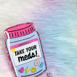 Take Your Meds Badge Reel- Medicine Bottle Badge Reel- Pill Bottle Badge Reel- Pharmacist Badge Reel- Pharmacy Badge Reels