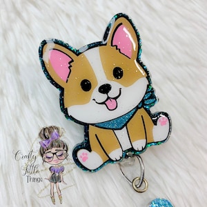 Cute Corgi Bandana Badge Reel- Dog Badge Reels- Animal Badge Reels