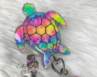 Tie Dye Sea Turtle Badge Reel- Animal Badge Reels