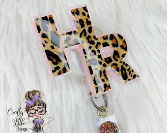 HR Medical Department Badge Reel- Human Resources Badge Reels- Cheetah Print Badge Reels