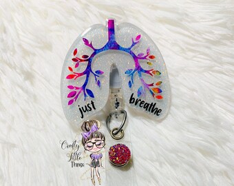 Lungs Just Breathe ID Badge Reel- Medical Badge Reels- Pulmonologist Reels- Male Badge Reels- Doctor Badge Reels