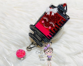 Cute Syringe with Blood ID Badge Reel- Phlebotomy Badge Reels- Medical ID Badge Reels