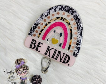 Be Kind Boho Rainbow Badge Reel- Inspirational Badge Reels