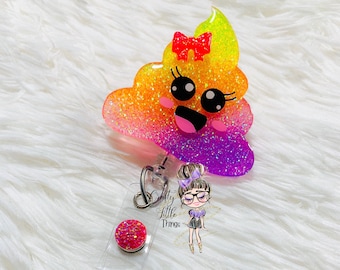 Happy Rainbow Poop ID Badge Reel-Gastroenterologist Badge Reel- GI Badge Reels-Funny Badge Reels