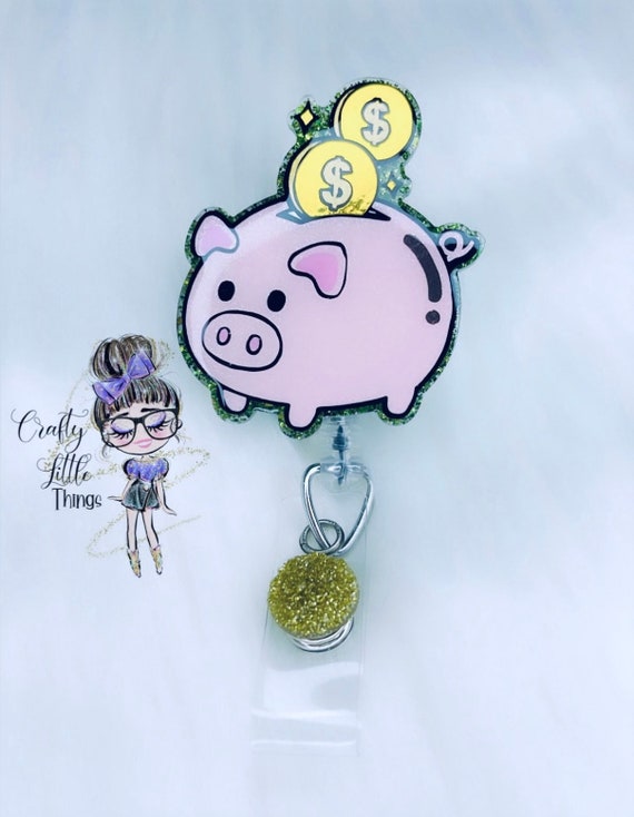 Cute Piggy Bank Badge Reel Financial Badge Reels Accountant Badge