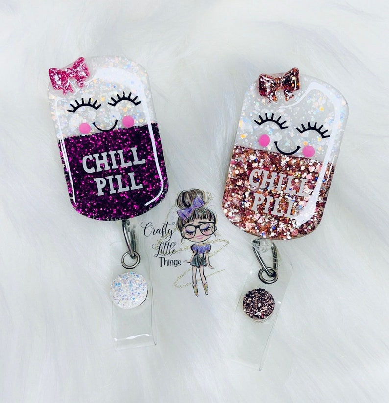 Happy Chill Pill Badge Reel- Medical Badge Reels- Pharmacist Badge Reels image 2
