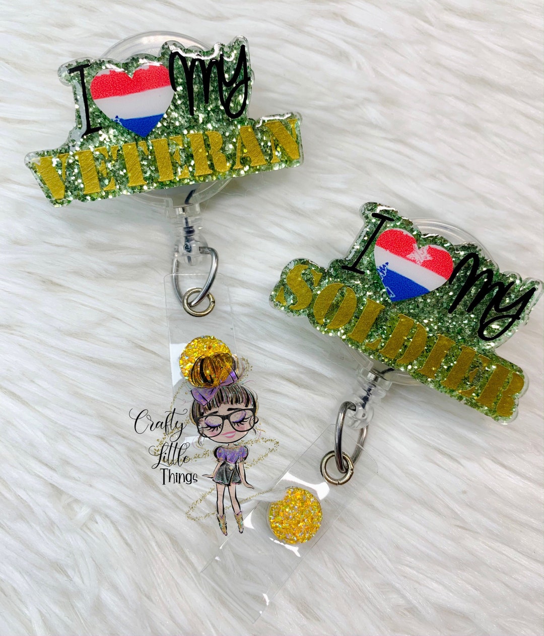 I Love My Soldier/veteran Badge Reel Military Badge Reels Etsy