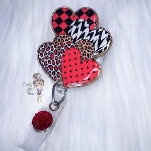 Retro Bundled Hearts  Badge Reel- Valentines Day Badge Reels- Love Badge Reels- Heart Badge Reel- Retro Badge Reels