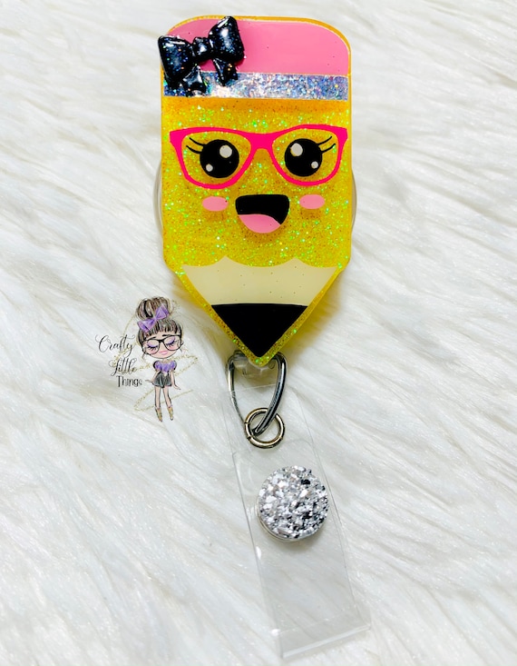 Stylish Pencil Badge Reel- Teacher Badge Reels- Educator Badge Reels