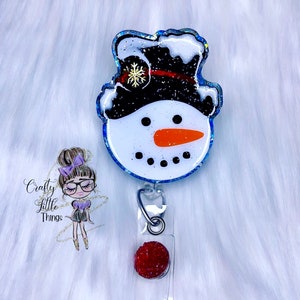Snowman Face Badge Reel- Snowman Badge Reels- Winter Badge Reels- Holiday Badge Reels- Snow Badge Reels