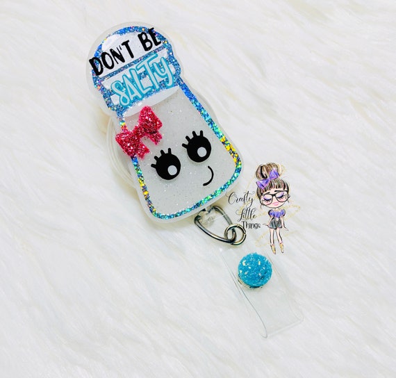 Don't Be Salty Shaker Badge Reel: Glitter Acrylic ID Holder