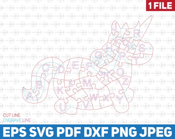 Download Unicorn Education Alphabet Puzzle Toy Svg Lasercut English Etsy