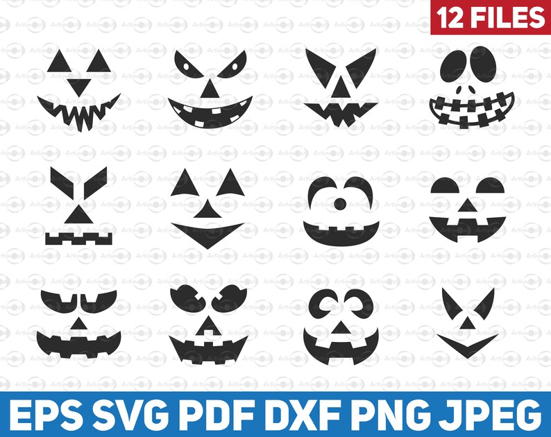 Spooky Faces Clipart Bundle 12 archivos Ghost Smiles SVG | Etsy