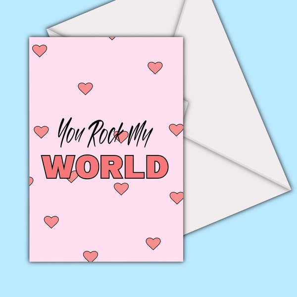 Niedliche und lustige Liebeskarte für Geburtstag oder Jahrestag | You Rock My World Geschenk für die Liebste | LIEBLING
