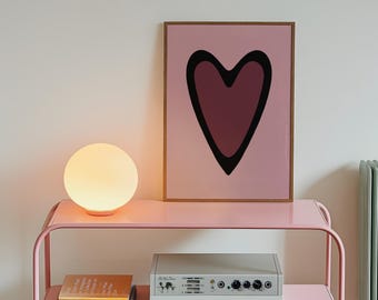 Donkerrood hart kunstprint | Alt girly wanddecoratie | Gotisch-romantisch esthetiek | Rock Chick-kamerdecoratie | Edgy Cute Home Art
