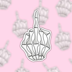 Skeleton Middle Finger Sticker Skeleton Middle Finger Hand Sticker | Body Part Sticker | Halloween ...
