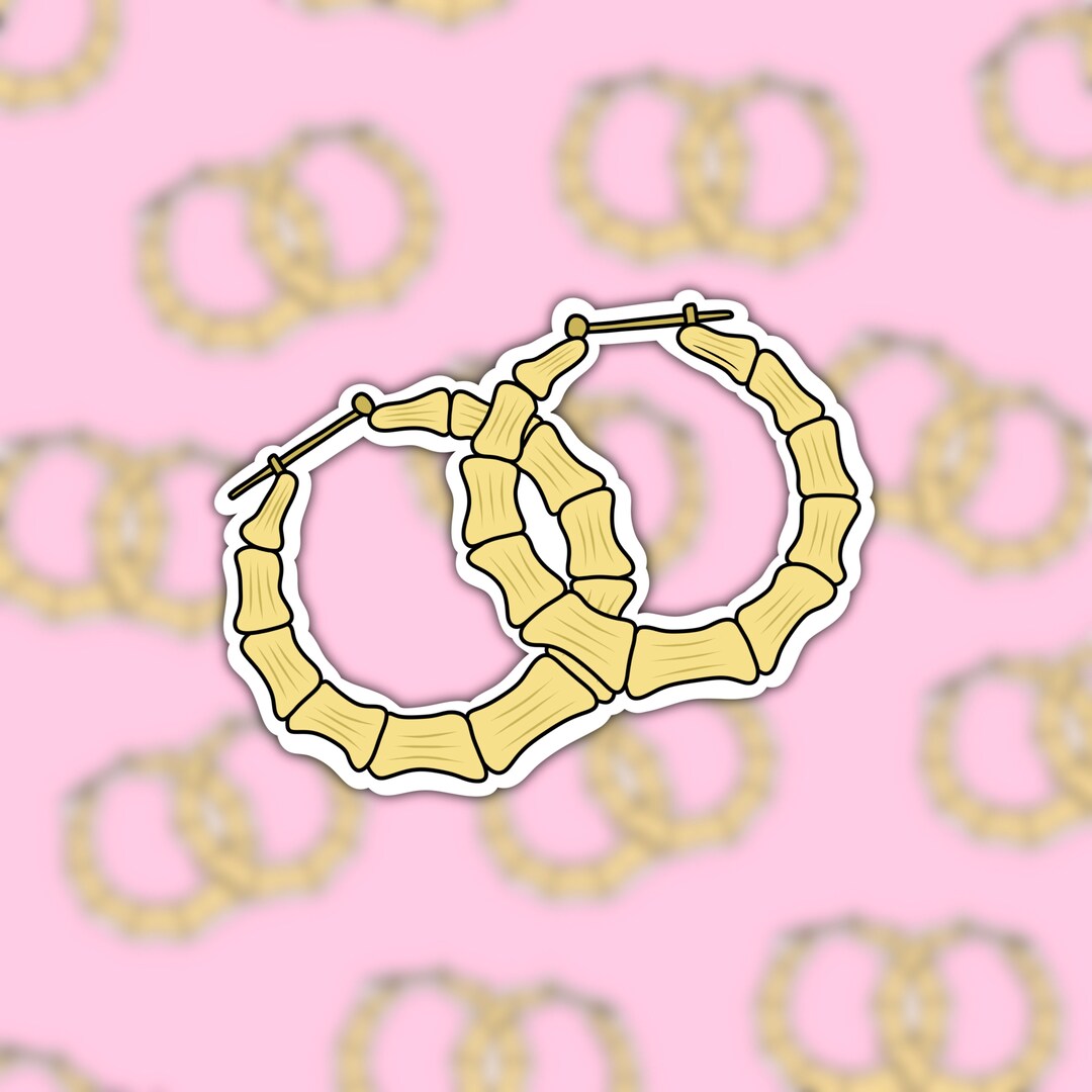 90's Fashion Large Gold Hoops Sticker | Fashion Decal | Decal for ...
