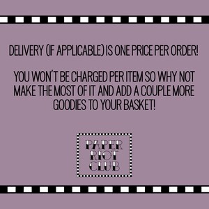 Infographic explaining delivery (if applicable) is for the first item only and all other added items have no extra cost.