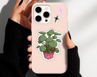 Pegatina de planta Pilea / Calcomanía de vinilo de la planta del dinero china para cuaderno, portátil