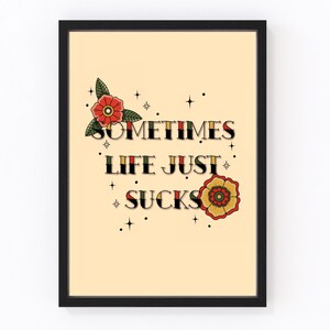 Tattoo Style Art Print: Grunge Goth Home Decor
