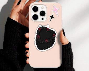Black Heart Cake Sticker | Alternative Style Vinyl Decal