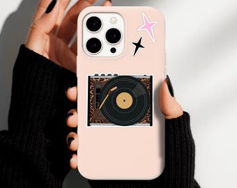 Retro Vinyl Record Player Sticker: 70's 80's Style Decal