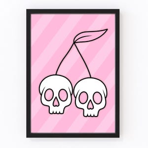 Skull Cherry Art Print: Soft Goth Home Decor