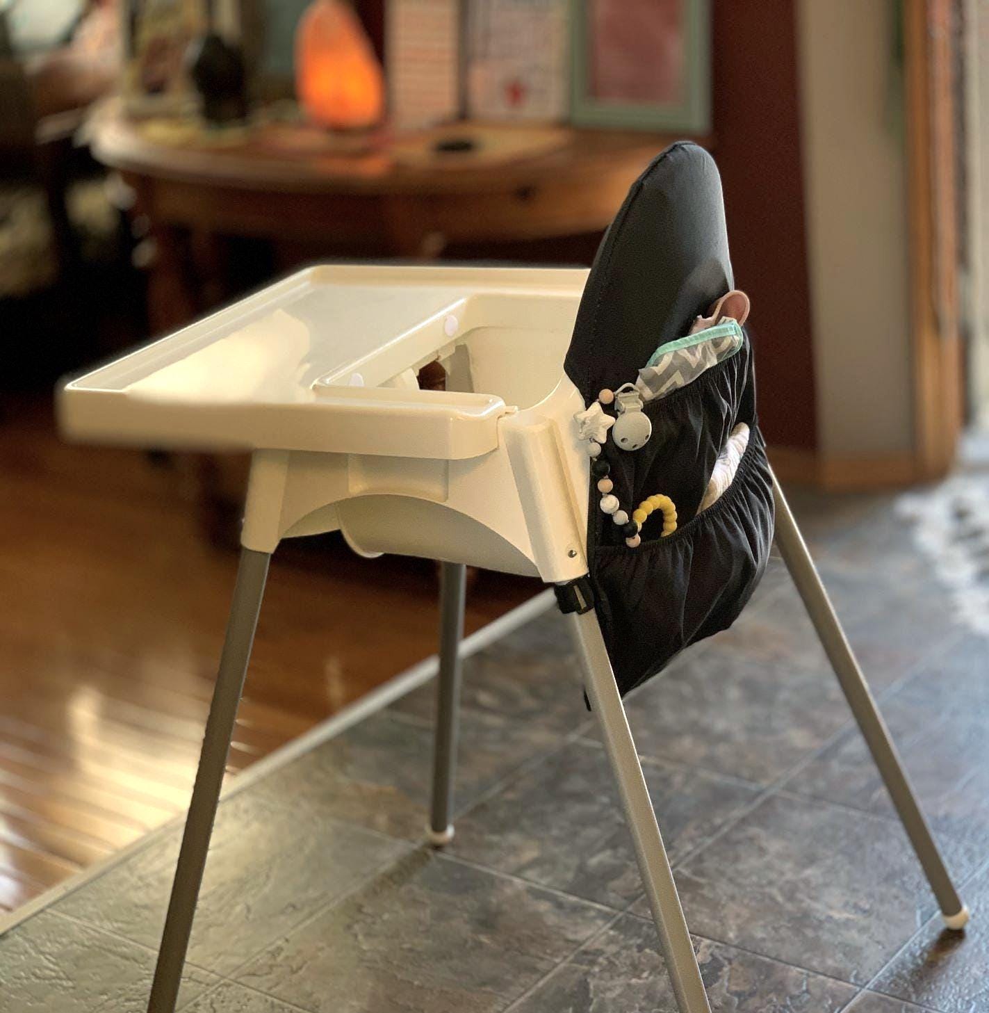 Black High Chair Organizer for IKEA Antilop: Wipeable Mealtime Pouch