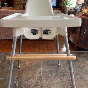 Bamboo Adjustable Footrest for IKEA High Chair, Foot Rest for Antilop Highchair, O-Rings & Support Clamps Included