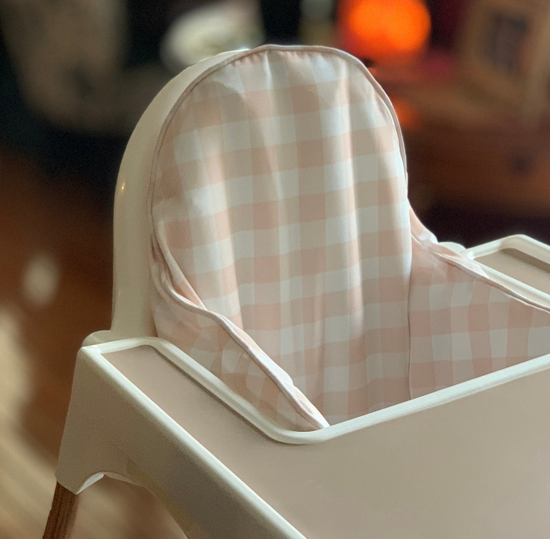 WIPEABLE / Cream Gingham IKEA High Chair Cushion Cover Etsy